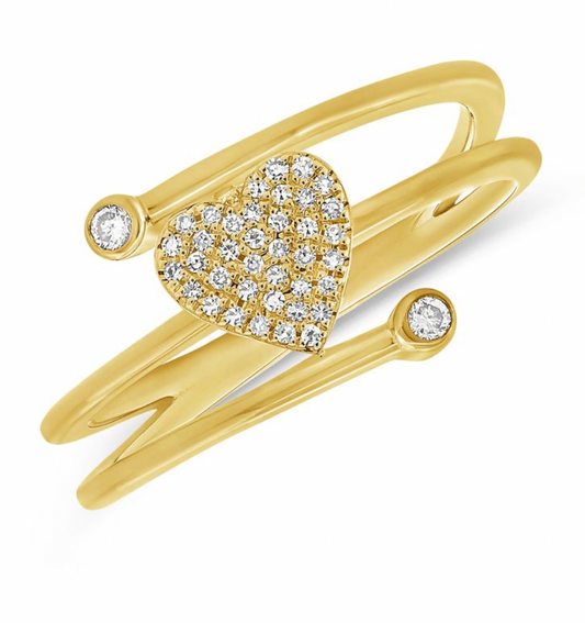 14k Gold Diamond Wrap Around Heart Ring