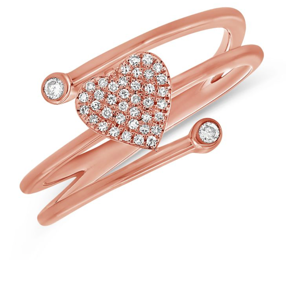 14k Gold Diamond Wrap Around Heart Ring
