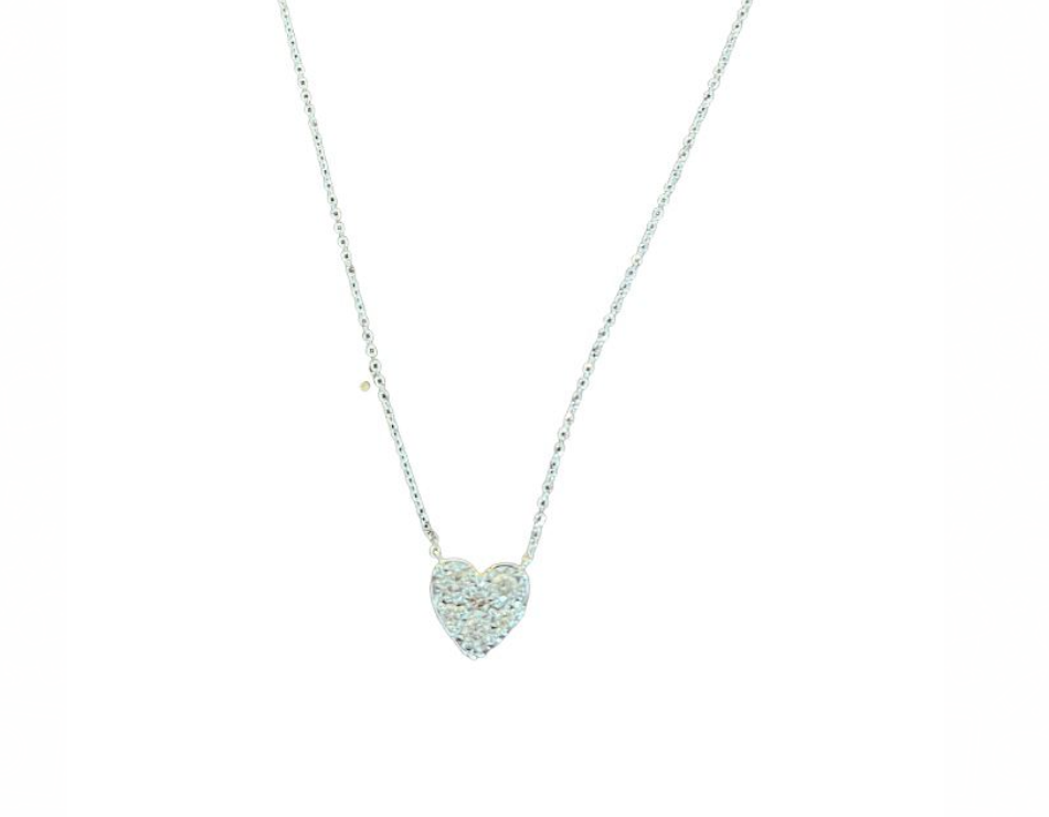 14k White Gold Classic Heart Necklace