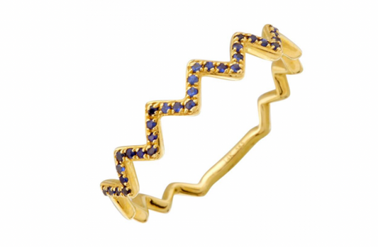 14k Gold Sapphire Zigzag Ring