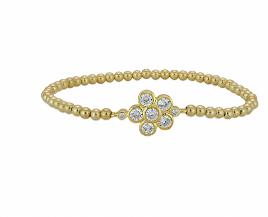 14K GOLD FILLED FLOWER BEADED BRACELET