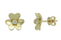 14k Yellow Gold Diamond Center Small Flower Studs
