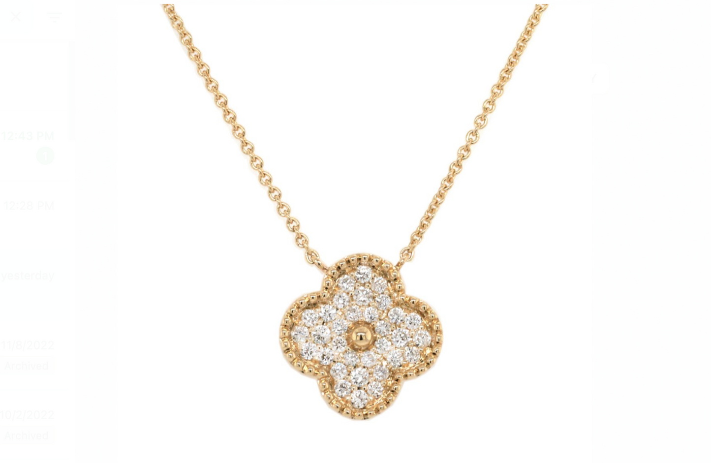 14k Yellow Gold Diamond Clover Necklace