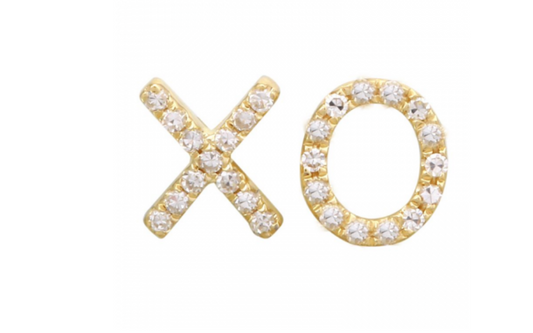 14k Yellow Gold XO Studs