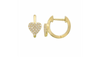 14k Yellow Gold Pave Diamond Heart Huggie