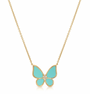14k Yellow Gold Diamond Turquoise Butterfly Necklace