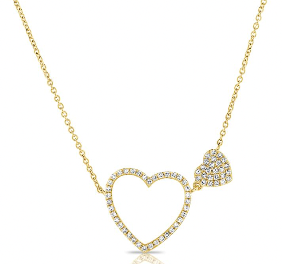 14k Gold Diamond Sharon Heart Necklace