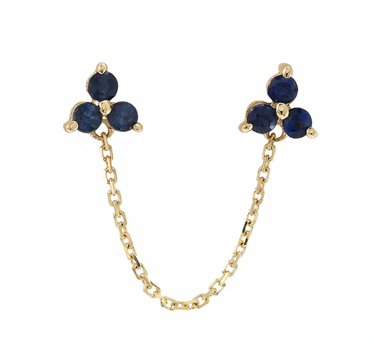 14k Yellow Gold Sapphire Connecting Stud