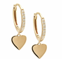 14K YELLOW GOLD DIAMOND HANGING HEART HUGGIE