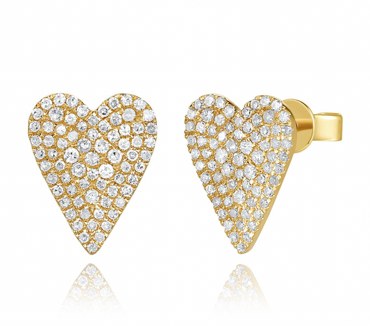 14k Yellow Gold Skinny Heart Studs