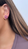 14k Yellow Gold Diamond and Ruby Flower Studs