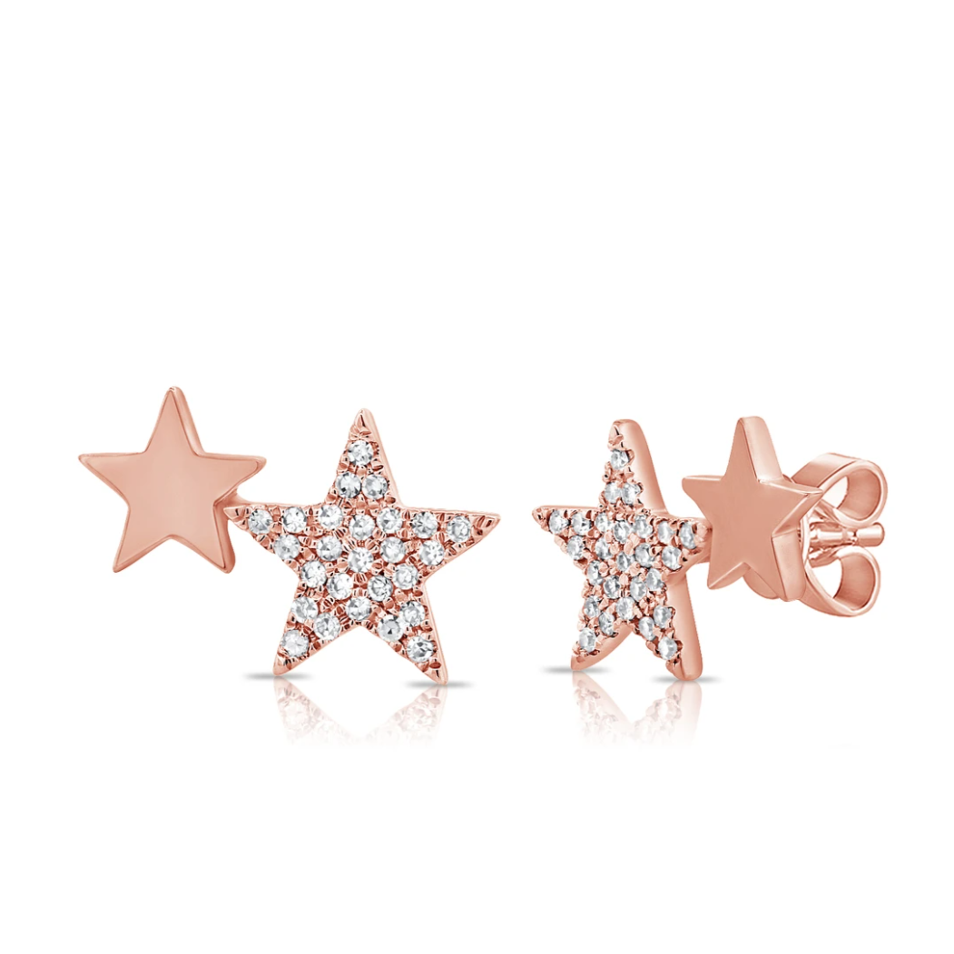 14k Gold Diamond Lea Star Earrings