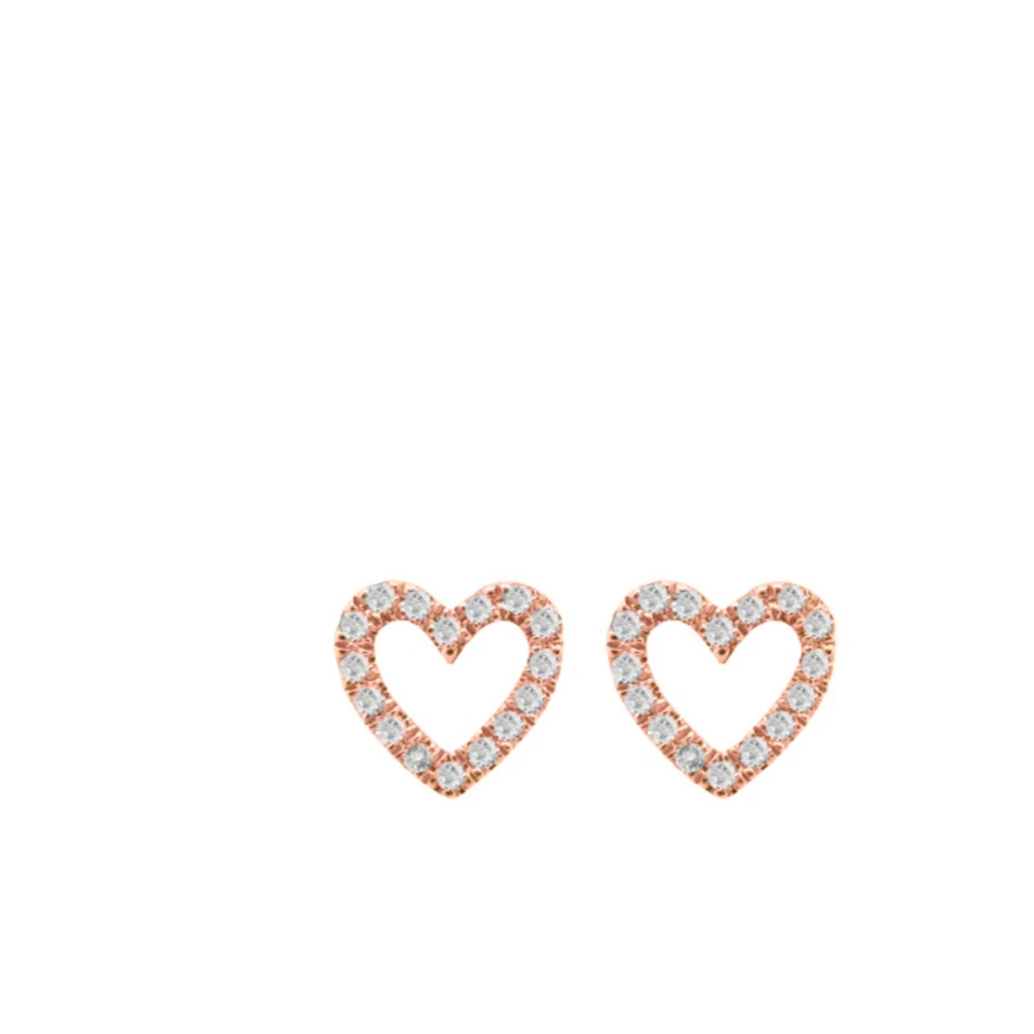 14k Gold Diamond Open Heart Studs