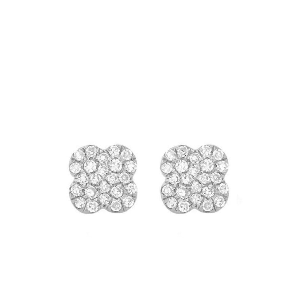 14k Gold Diamond Mini Clover Studs