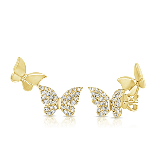 14k Gold Diamond Rachel Butterfly Studs