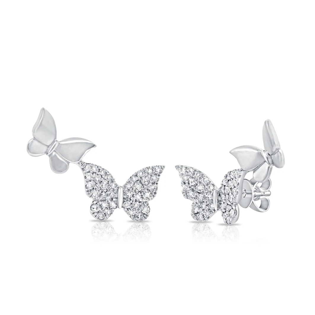 14k Gold Diamond Rachel Butterfly Studs