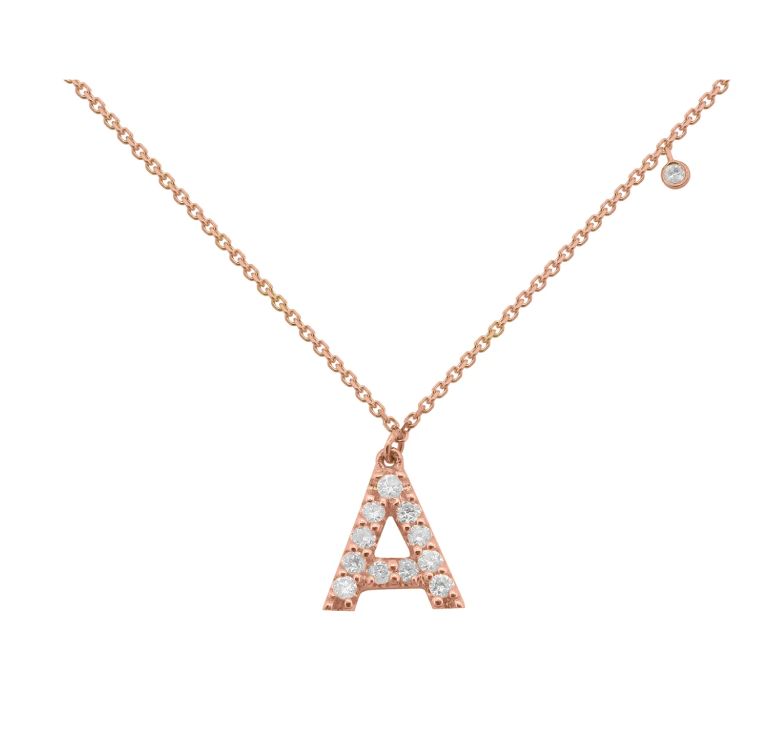 14k Gold Diamond Initial Necklace