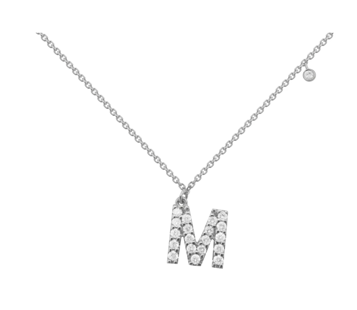 14k Gold Diamond Initial Necklace