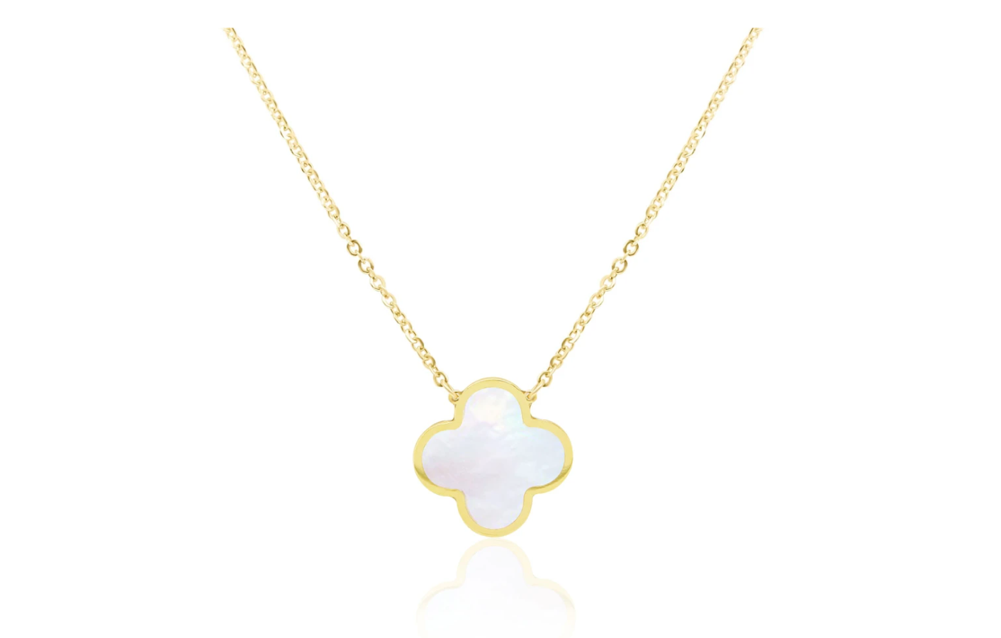 14k Gold Enamel Clover Necklace