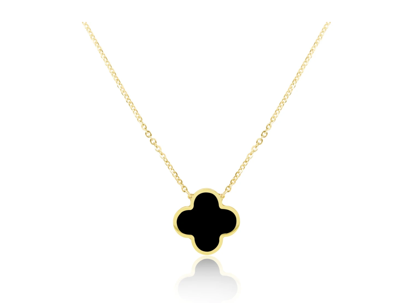 14k Gold Enamel Clover Necklace