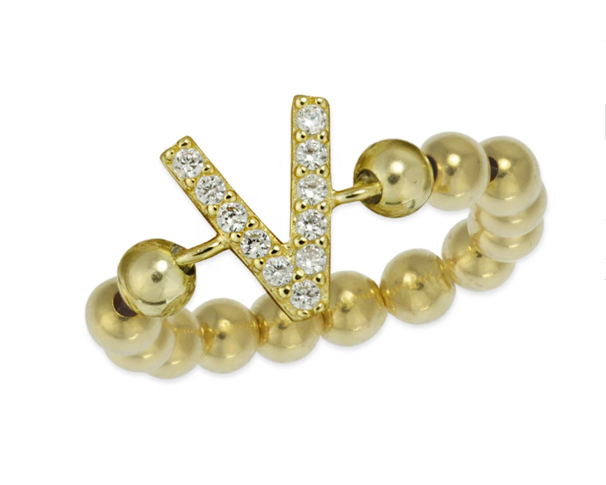 14k Gold Filled Ball Initial Ring