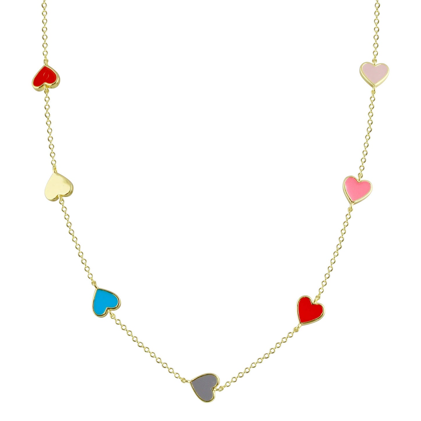 Multi Stone Rainbow Heart Necklace